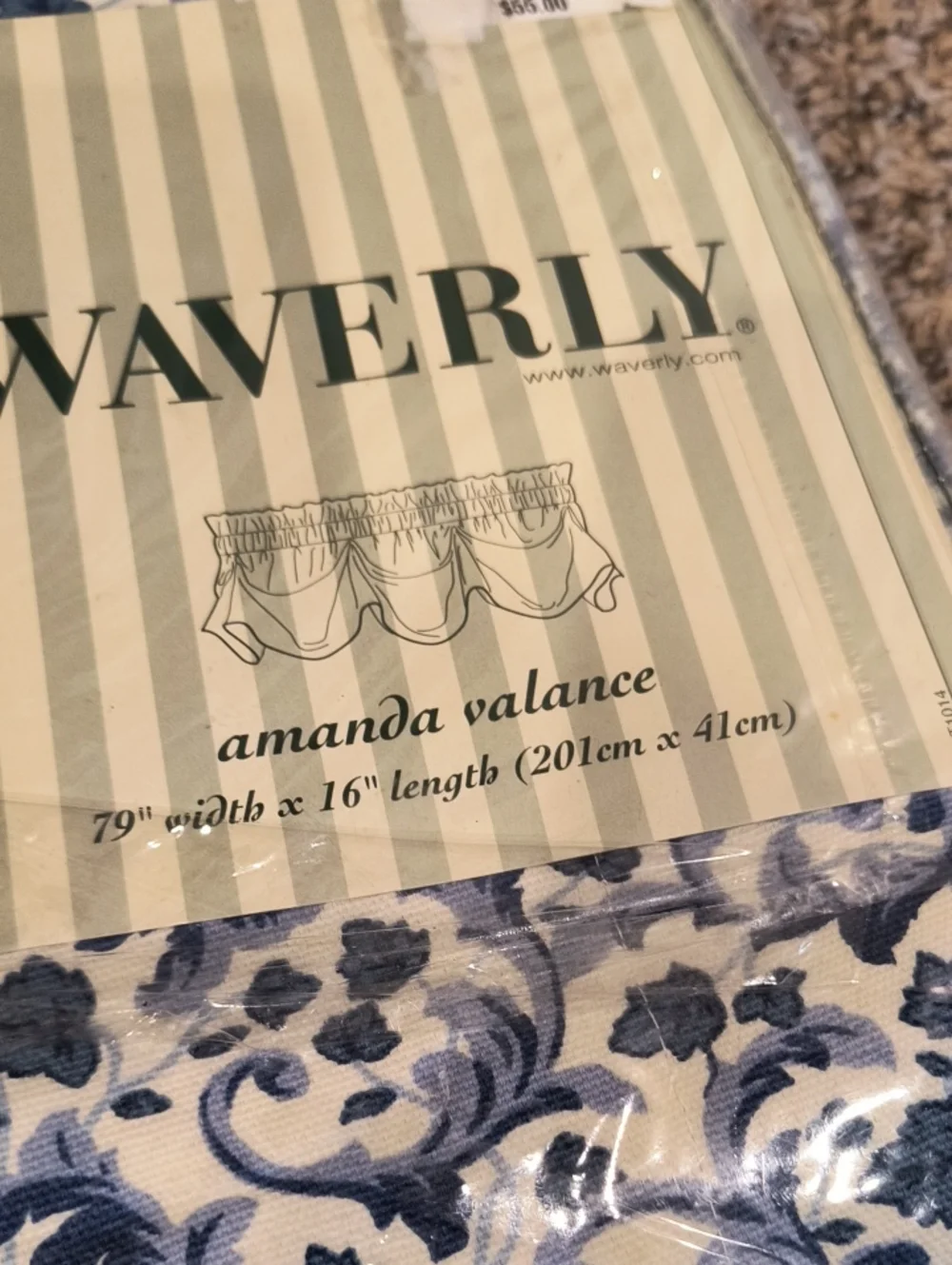 Waverly Blue and White Amanda Valance - Floral Scroll Print 79